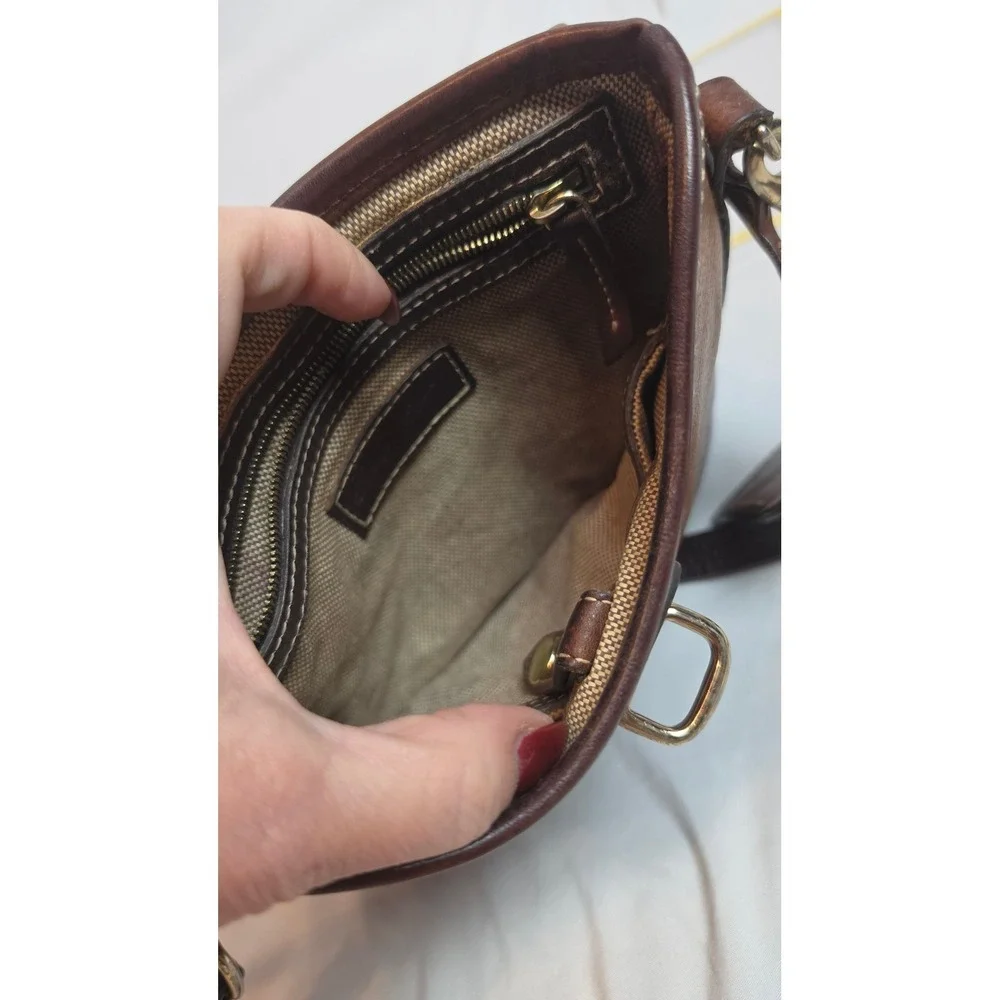 Dooney & Bourke Vintage Brown Leather Crossbody Bag Small Rustic Boho Purse